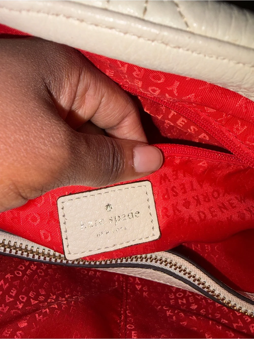 kate spade Cream Quilted Leather Shoulder Tote with Chain Straps